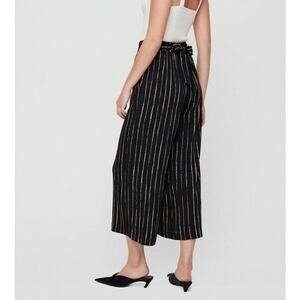 Wilfred Women's Faun Pants XS Black Striped Tie High Waisted Wide Leg Trouser